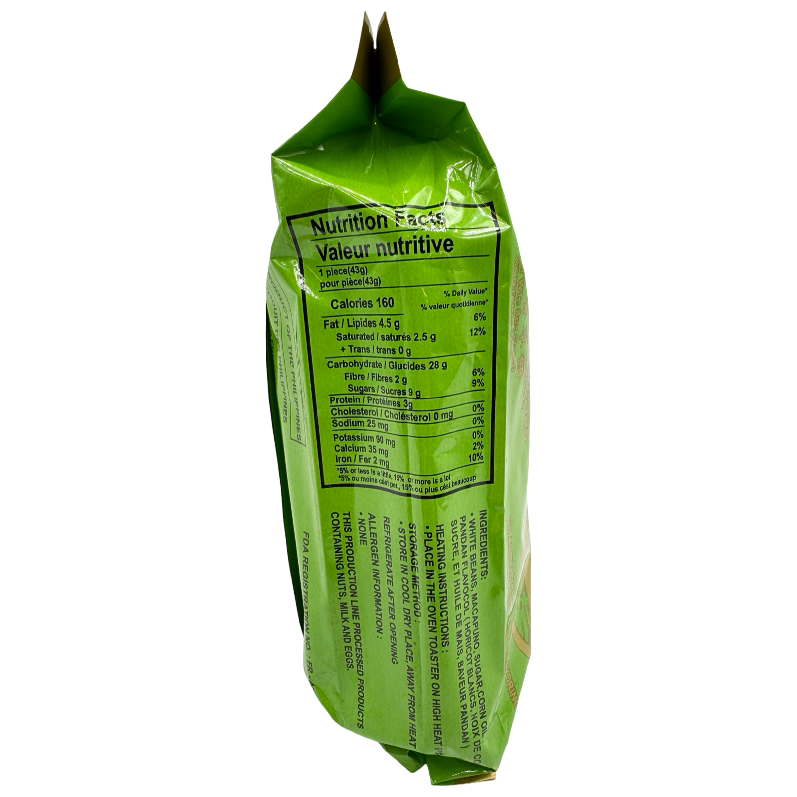 Ho-Land Frozen Pandan - Macapuno Chinese Pastries, 5 Pieces, 8 OZ