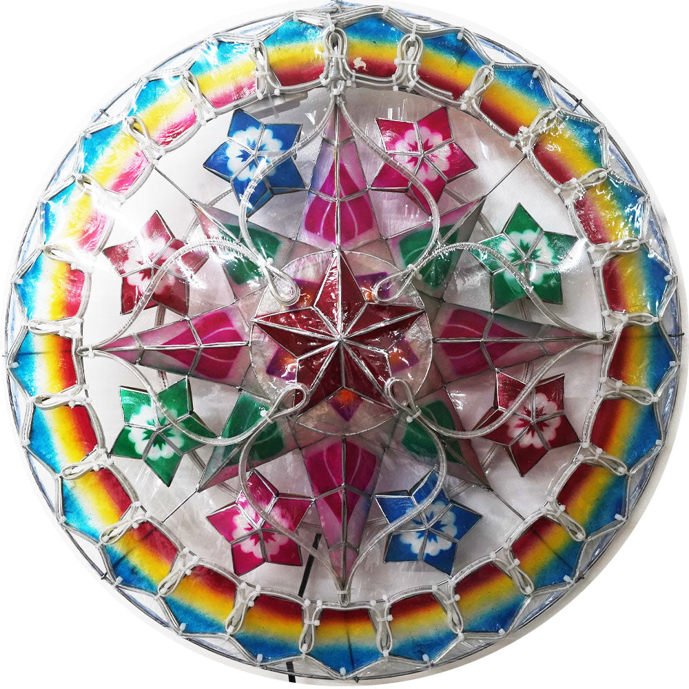Handmade Philippines Christmas Capiz Parol Star Lantern in Green, Blue, Red - 24 Inches, 2 KG, 110V