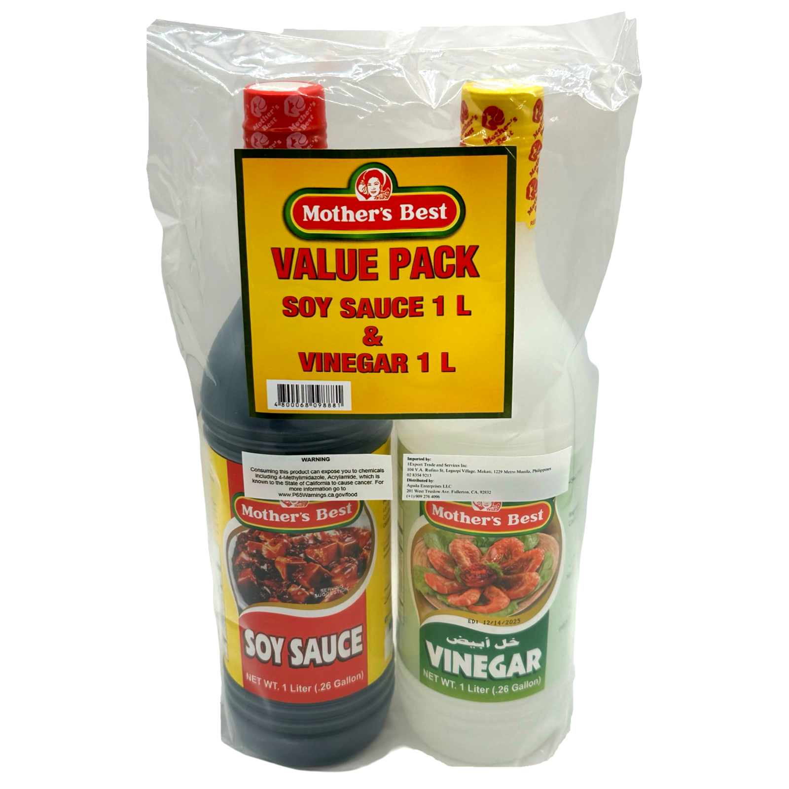Mother's Best Value Pack: 1L Soy Sauce + 1L Vinegar, 2L Delight