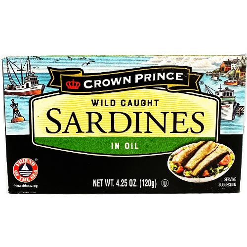 Crown Prince - Delicious Wild-Caught Sardines in Oil, 4.25 OZ Can