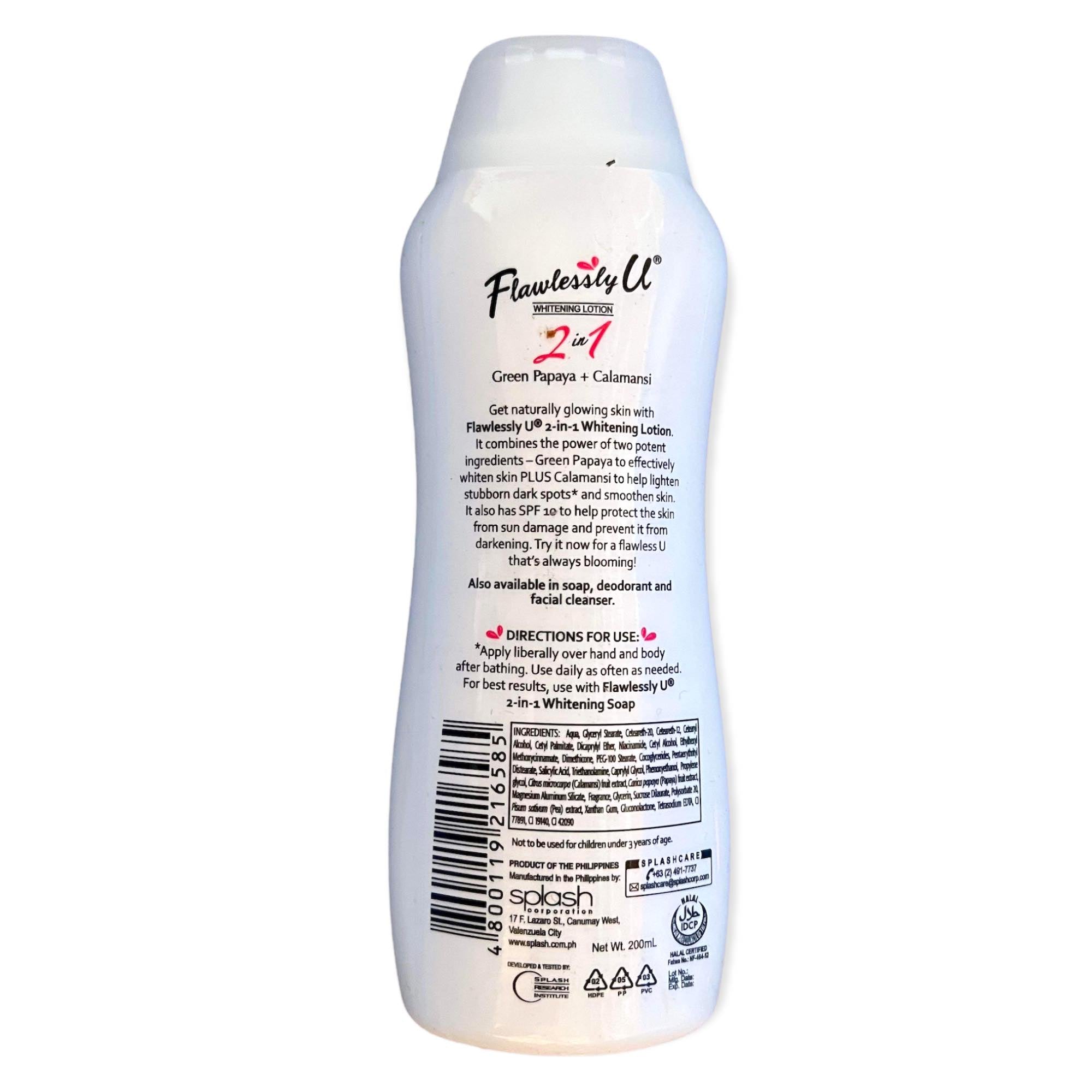 Flawlessly U 2-in-1 Green Papaya + Calamansi Lotion with SPF 10 - Get Smooth Skin Now