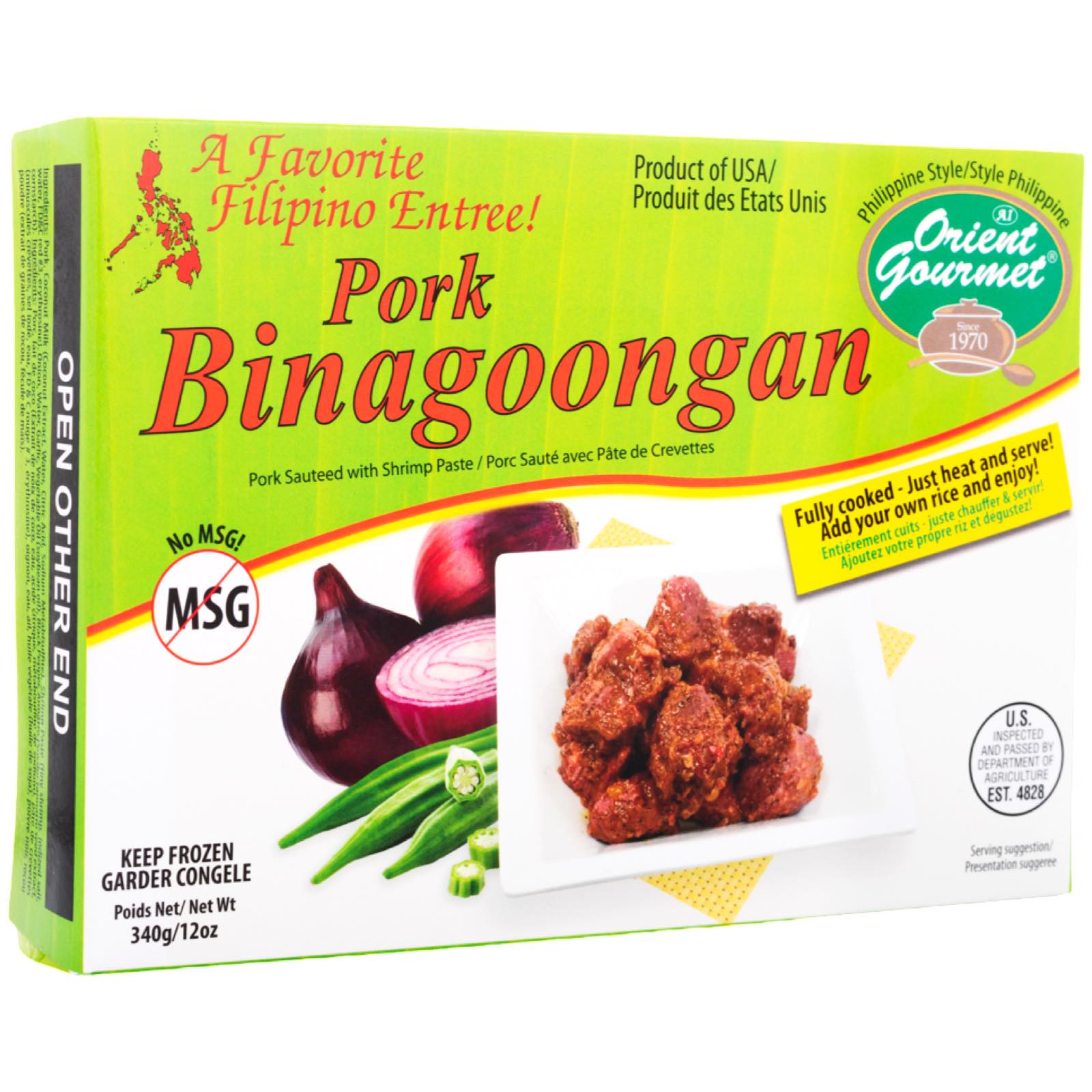 Orient Gourmet - Fully Cooked 12 OZ Pork Binagoongan: Just Heat & Serve!
