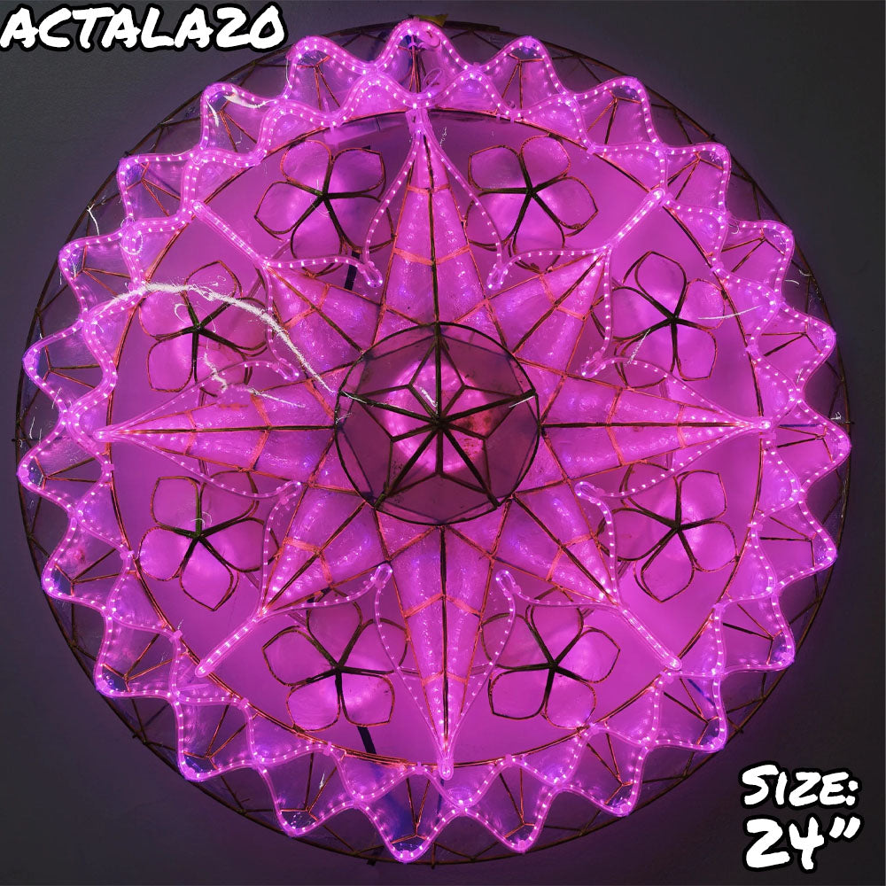 Limited Offer! Purple Filipino Christmas Capiz Parol Lantern Star (Tala) - 24 Inches, 2 KG, 110 V LED Show (ACTala20)