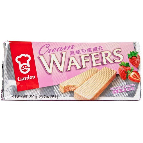 Garden Strawberry Flavored Cream Wafers - 4 Single Pack, 200 G - Delicious Snack Deal