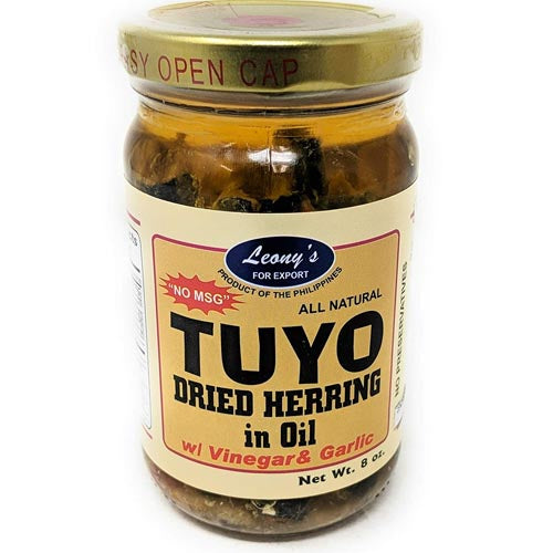 Leony's 8 OZ All-Natural Bottled Tuyo - Dried Herring in Oil with Vinegar and Garlic