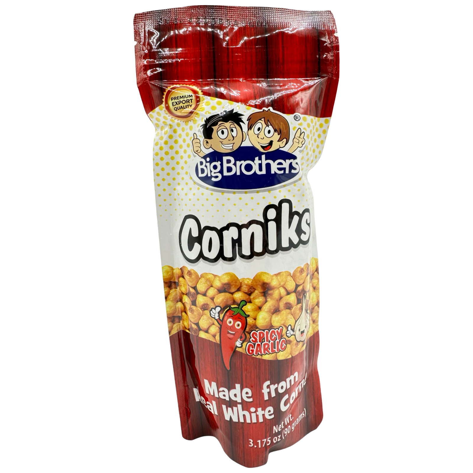 Big Brothers Corniks: 90G Pack of Crunchy Real White Corn Snacks with Spicy Garlic Flavor