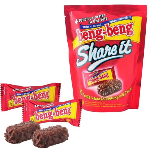 Beng-Beng Wafer Caramel Crispy Chocolate Snack - 10 Pack, 3.35 OZ for Sharing