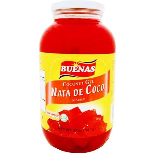 Buenas Red Coconut Gel in Syrup - 32 OZ | Delicious Dessert Add - On