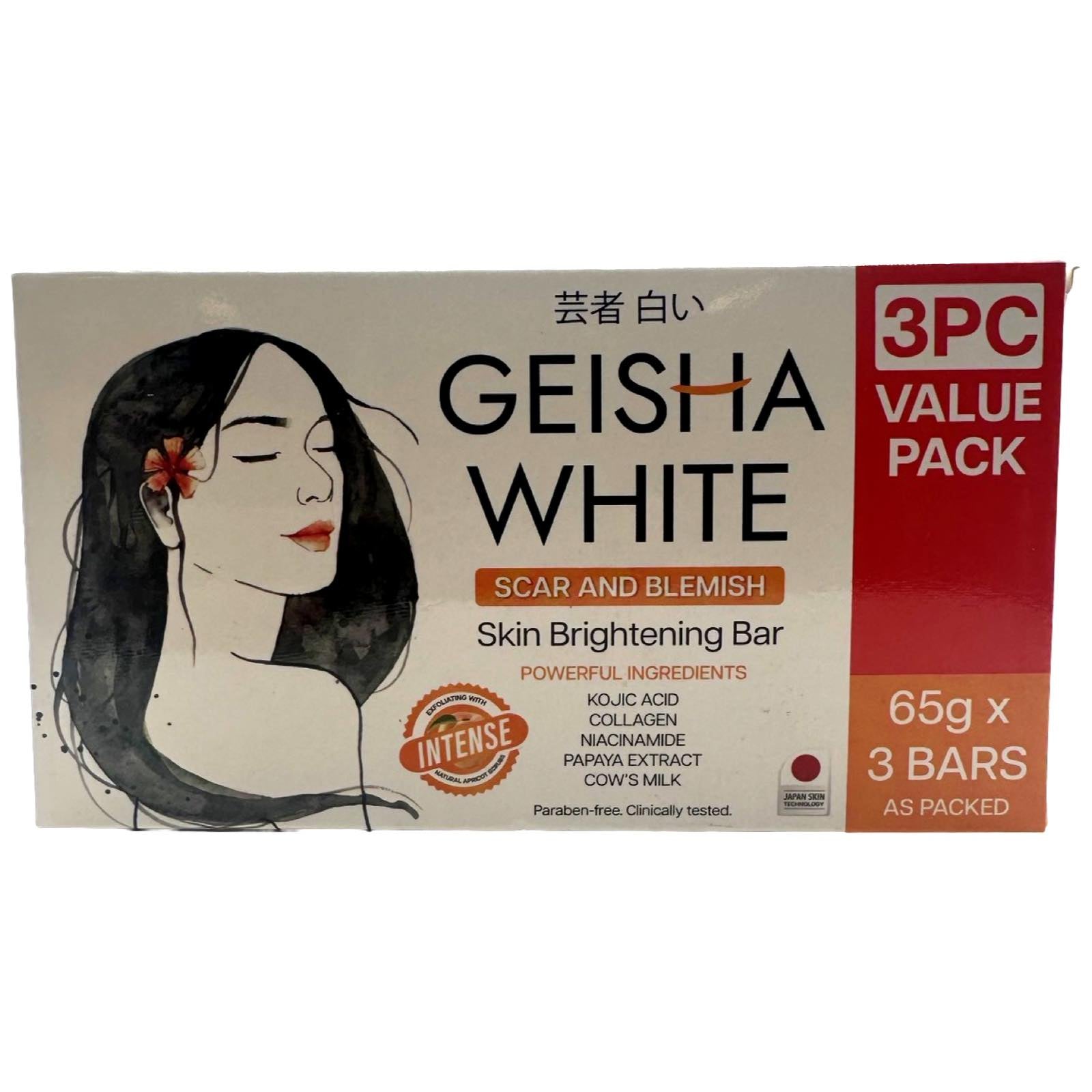 Geisha White INTENSE Scar & Blemish Soap Bar - 3 Pack Deal (195 G)