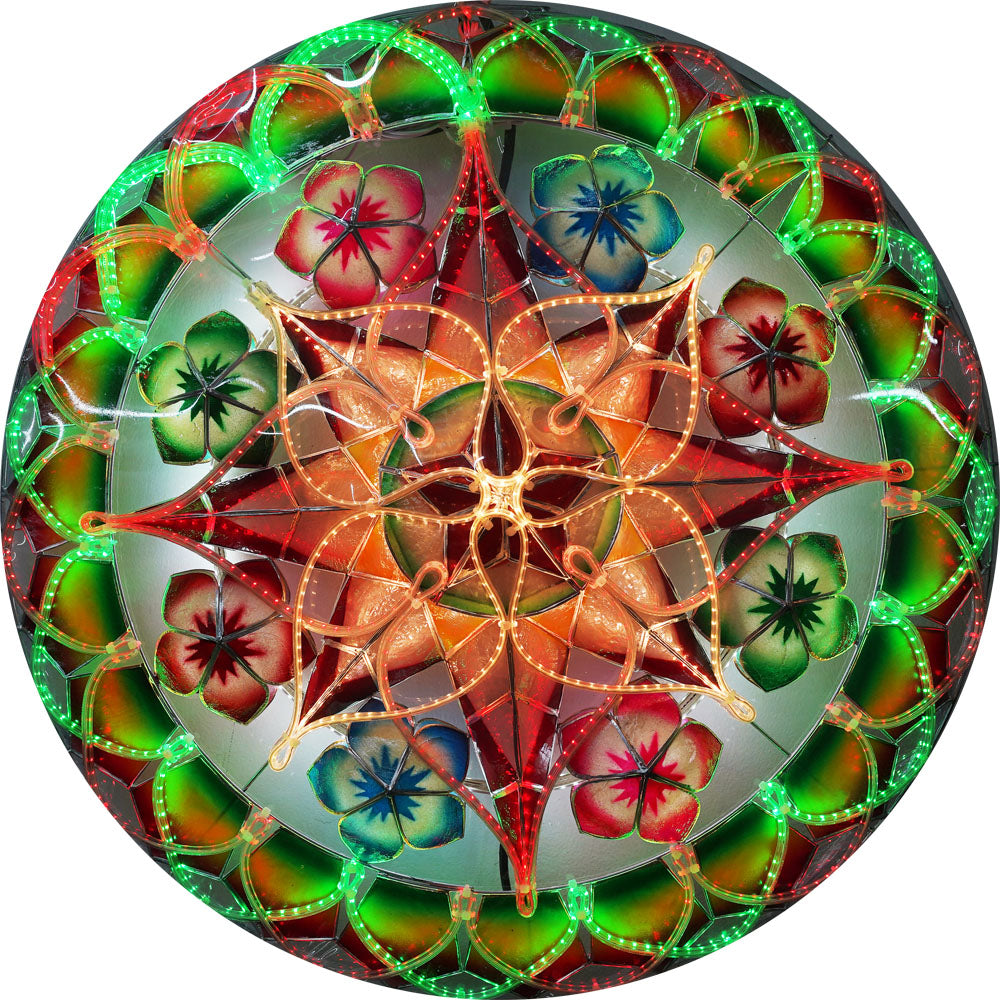 Hot Sale! Filipino Handmade Christmas Capiz Parol Lantern Star in Green, Red, White - 24 Inches, 2 KG, 110 V