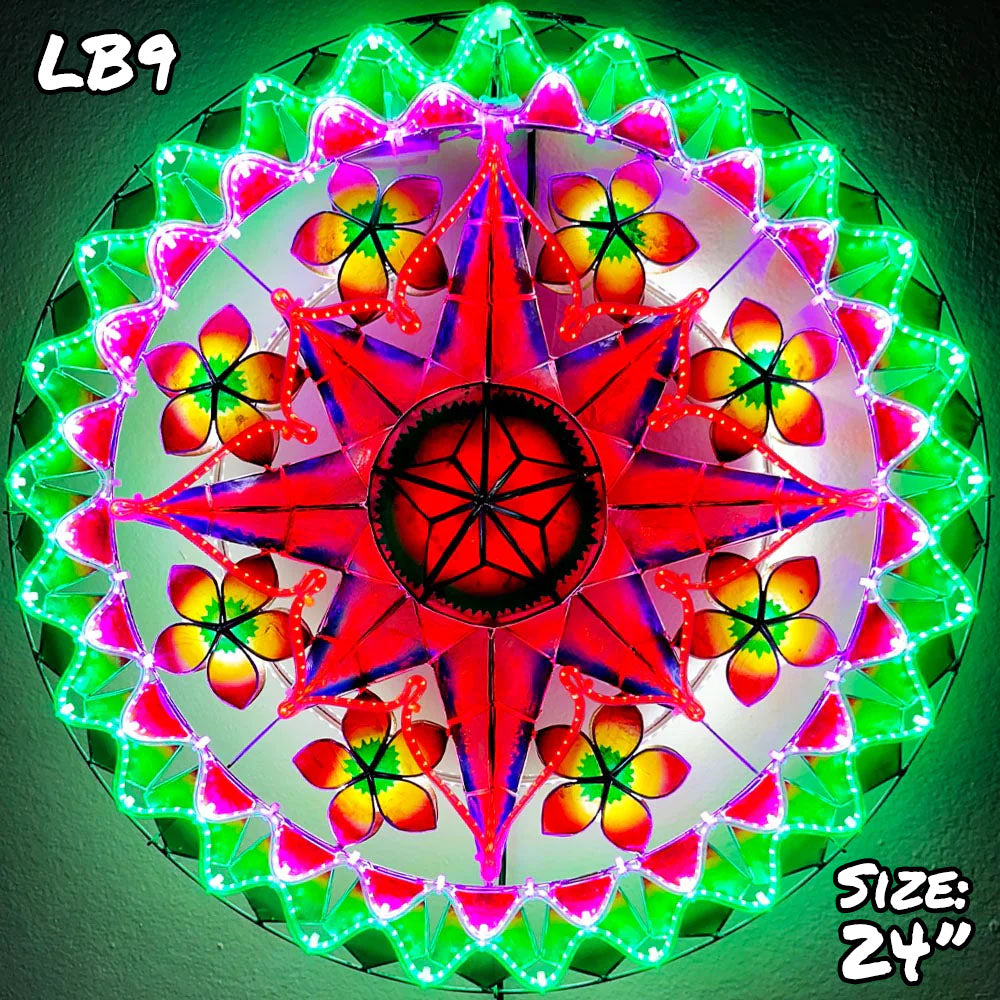 Limited Offer! Philippines Christmas Capiz Parol Lantern Star in Purple, Red, Green - 24 Inches, 2 KG, 110 V