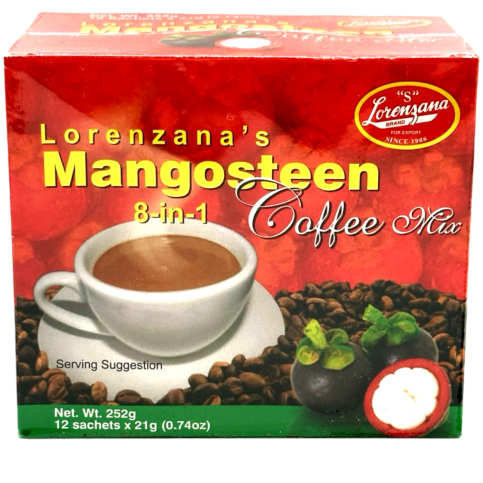 Amazing Lorenzana Mangosteen 8-in-1 Instant Coffee Pack - 12 Sachets (252 G) on Sale
