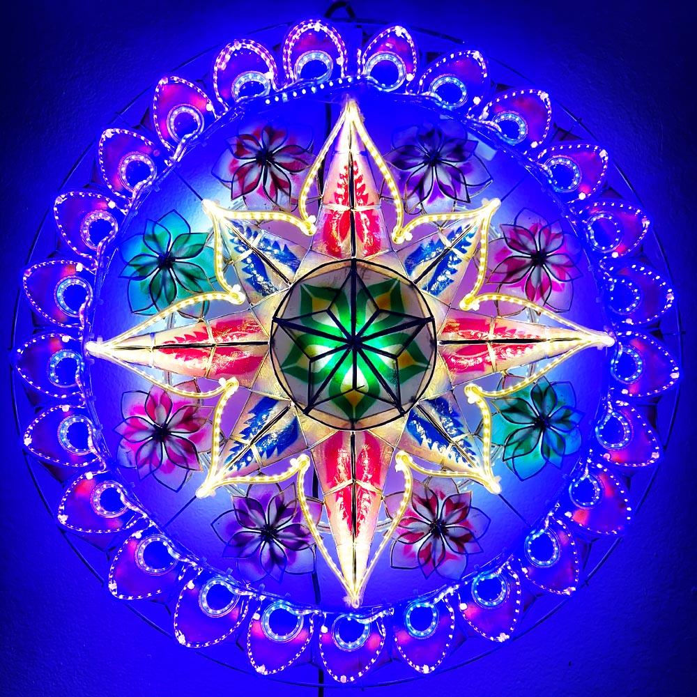 Hot Sale! Philippines Handmade Christmas Capiz Parol Lantern Star in Purple, Blue, Yellow & White - 24 Inches, 2 KG, 110 V