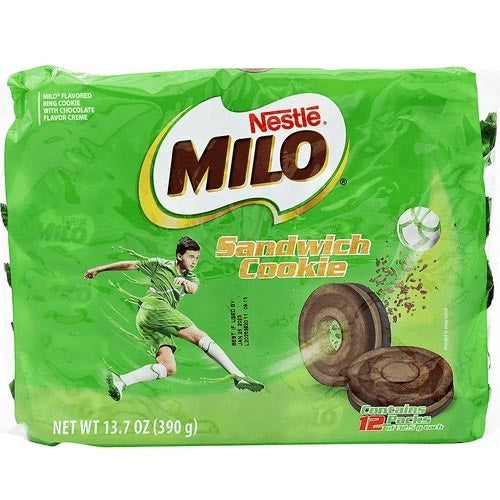 Nestle Milo Chocolate Cream Filled Ring Sandwich Cookies - 12 Pack (390 G)