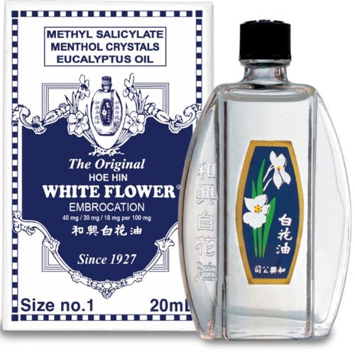 Hoe Hin White Flower Embrocation: 20 ML Size 1 with Methyl Salicylate & Menthol for Pain Relief
