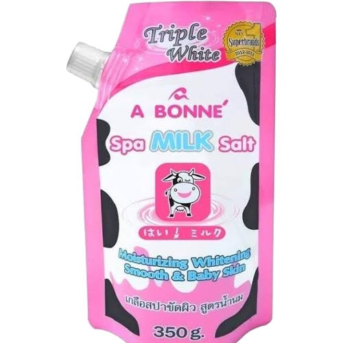 A Bonne Triple White Spa Milk Salt Scrub Soap - Get Moisturized, Smooth Baby - like Skin! 350 G