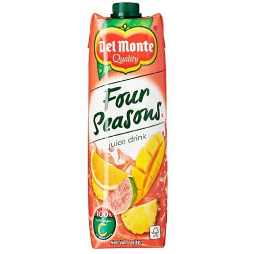 Del Monte Four Seasons Juice Drink: Pineapple, Mango, Guava & Orange - 1 Liter - Enjoy Freshness Now