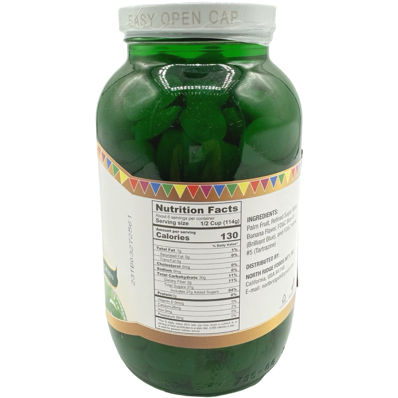 Barrio Fiesta 24 OZ Canned Green Sugar Palm Fruit in Syrup - Ideal for Desserts