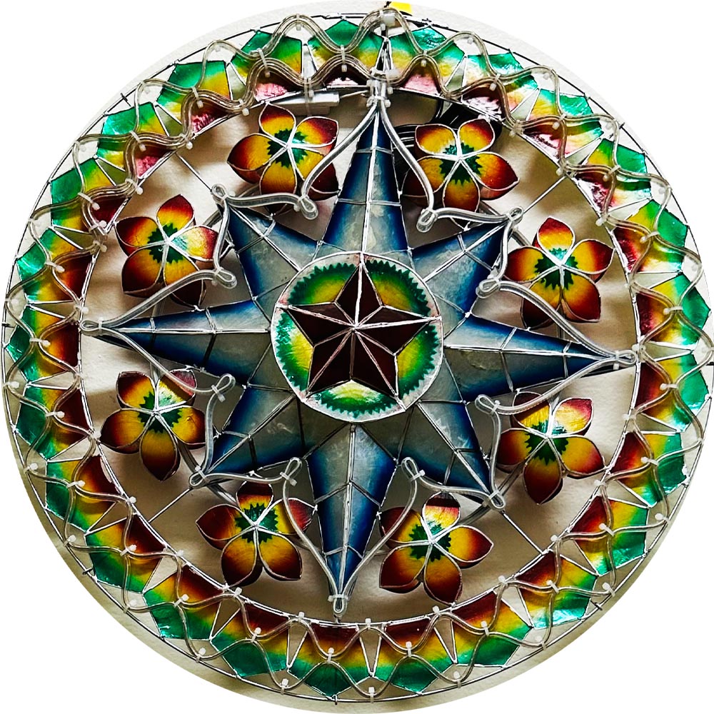 Limited Offer! Philippines Christmas Capiz Parol Lantern Star in Purple, Red, Green - 24 Inches, 2 KG, 110 V