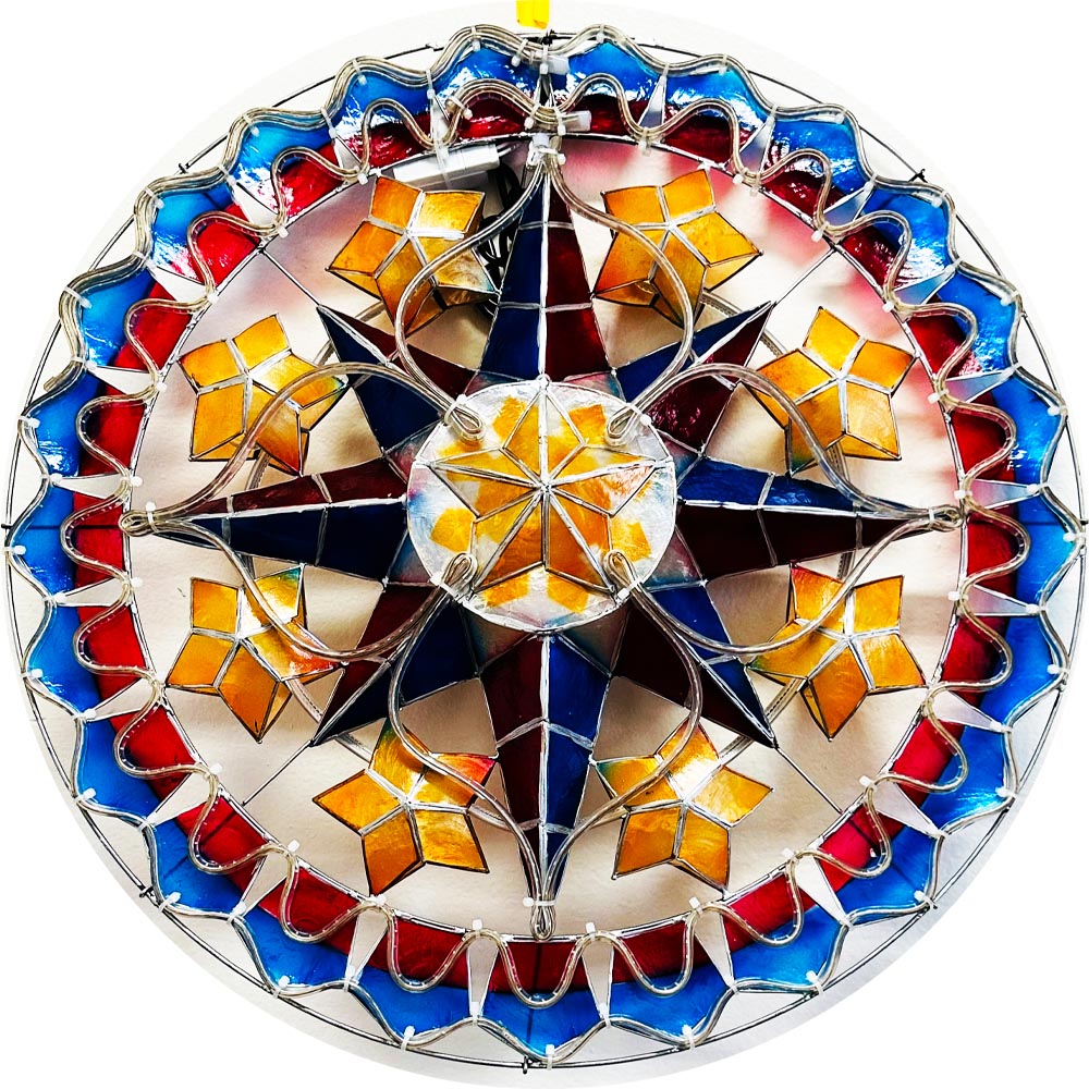 Hot Deal! Philippines Christmas Capiz Parol Lantern Star - Yellow/Red/White/Blue LED Show, 24 Inches, 2 KG, 110 V