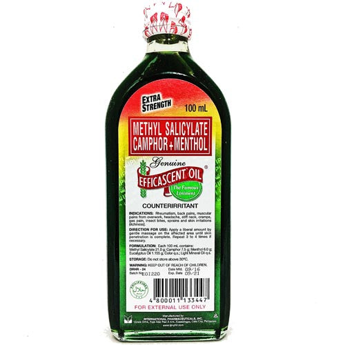 Efficascent Oil - EXTRA STRENGTH 100 ML: Fast Pain Relief with Methyl Salicylate, Camphor & Menthol