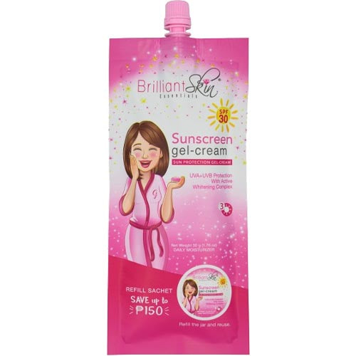 Brilliant Skin Essentials - 50G SPF 30 Sunblock/Sunscreen Cream Refill Sachet - Great Value!