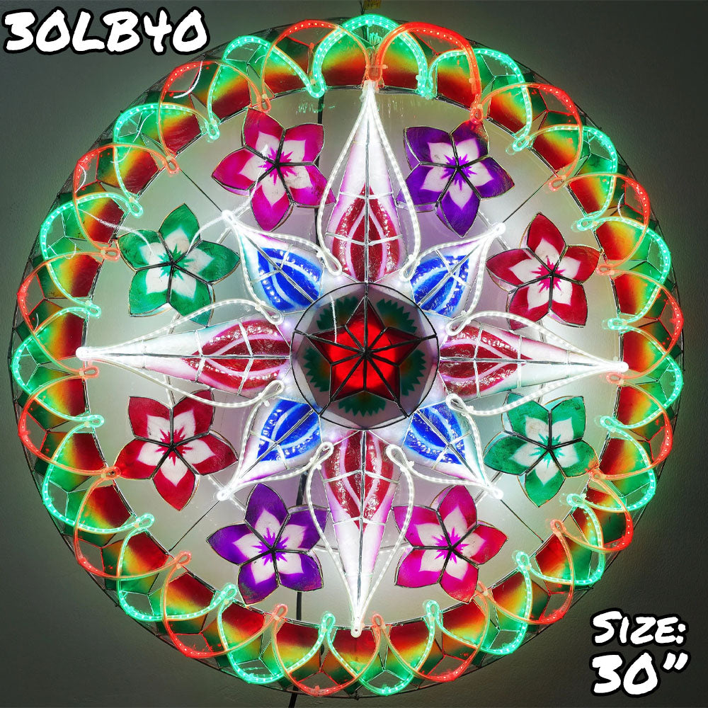 Hot Sale! Philippines Handmade Christmas Capiz Parol Star Lantern with Red/Green/White LED Show, 30 Inches, 4 KG, 110 V