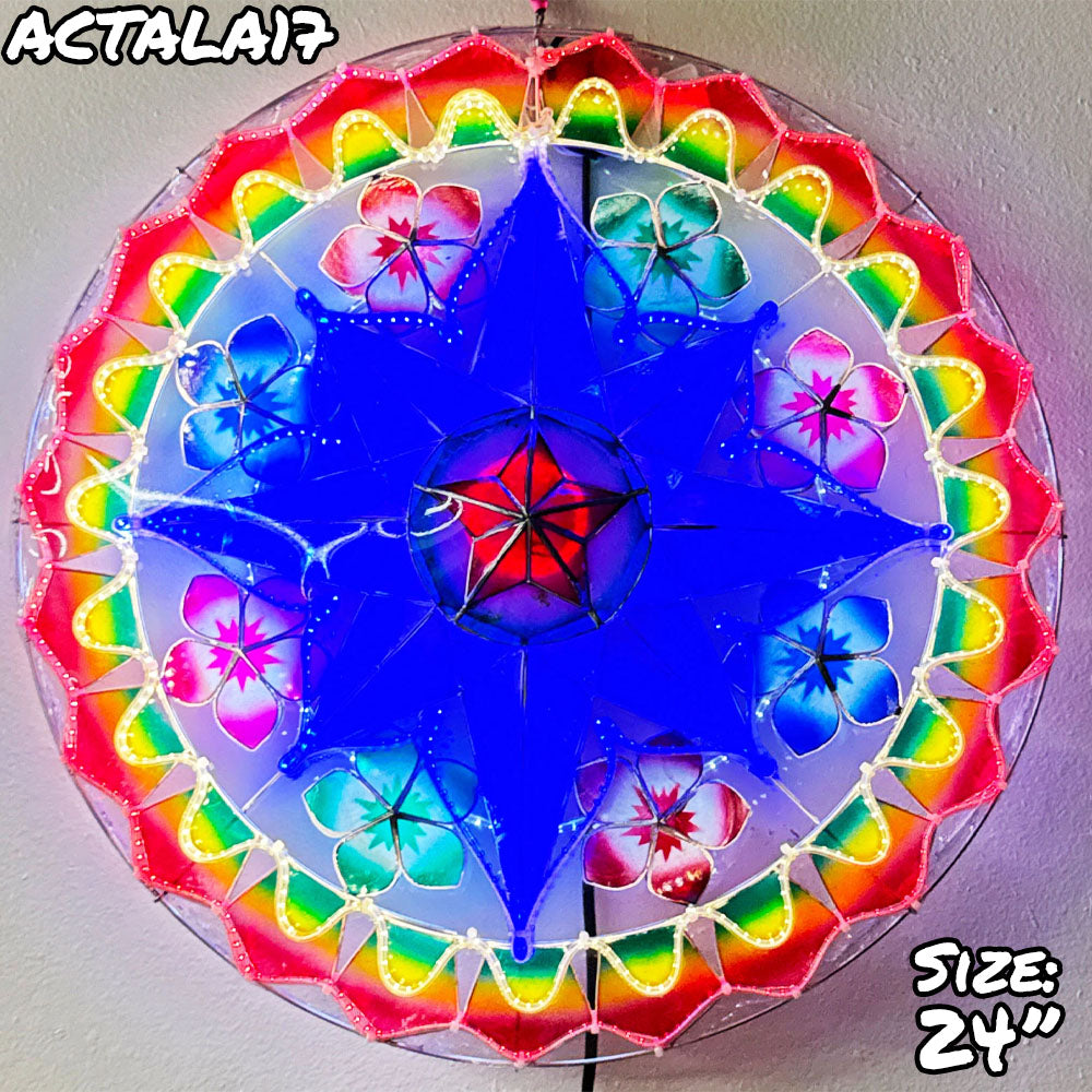 Hot! Philippines Handmade Christmas Capiz Parol Lantern Star (Tala) - Blue/Red/Green/White, 24 Inches, 2 KG, 110V