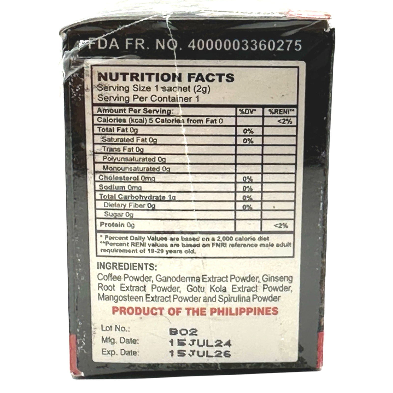 Lorenzana Special: 20 Sachets (40 G) Mangosteen - Black Arabic Coffee Mix