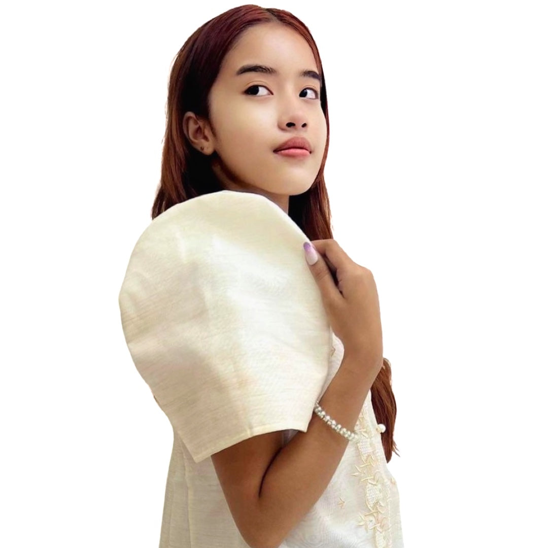 Special Double - Lined Brown Lagundi Leaves Design Baro't Saya Filipiniana Tagalog with Piping