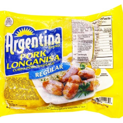 Hot Sale! Regular 12 OZ Argentina Brand Cured Pork Sausage - Pork Longanisa