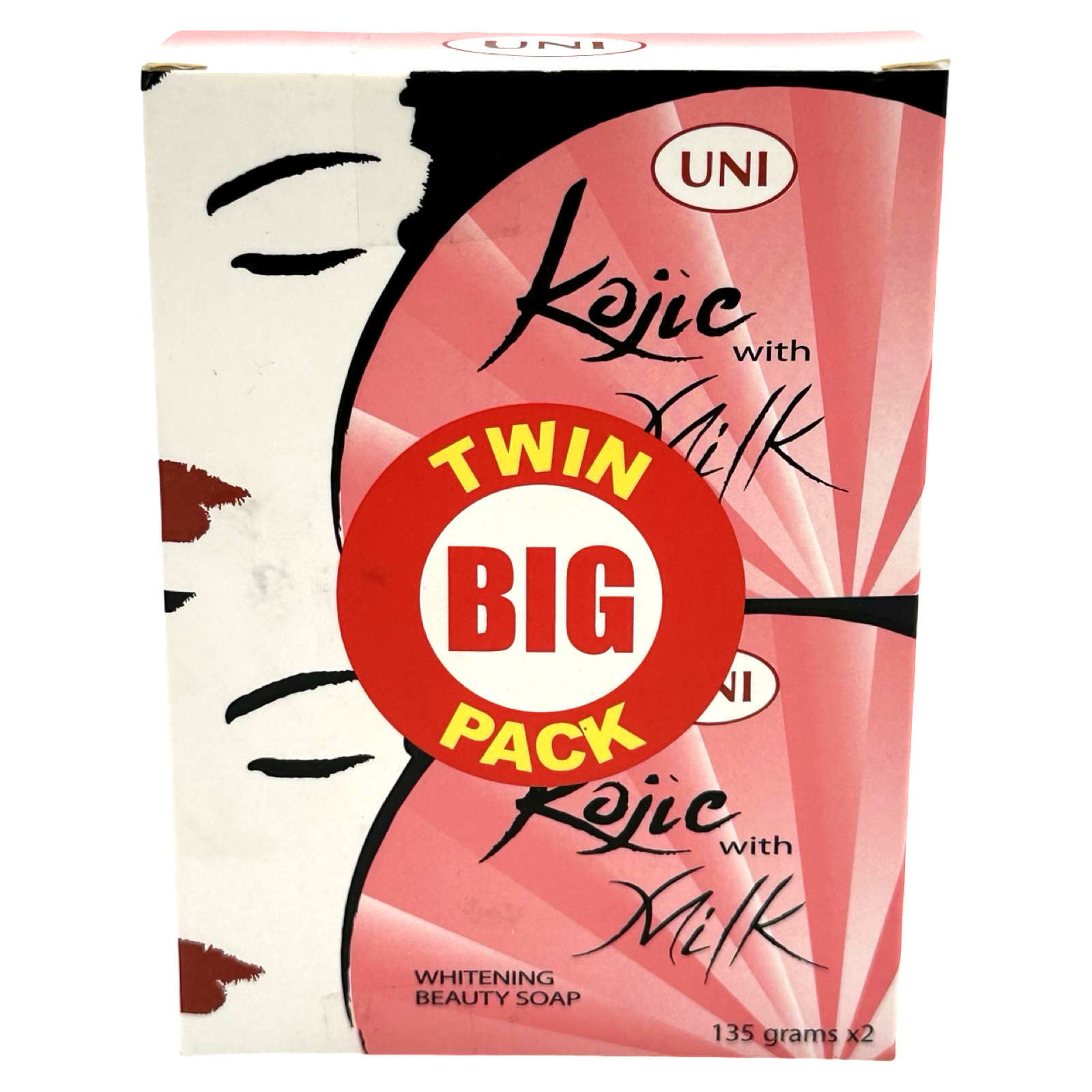 UNI Pink Kojic Milk Beauty Soap - Pack of 2 (270 G)