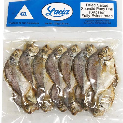 Lucia - 100 G Fully Eviscerated Dried and Salted Splendid Pony Fish (SapSap)