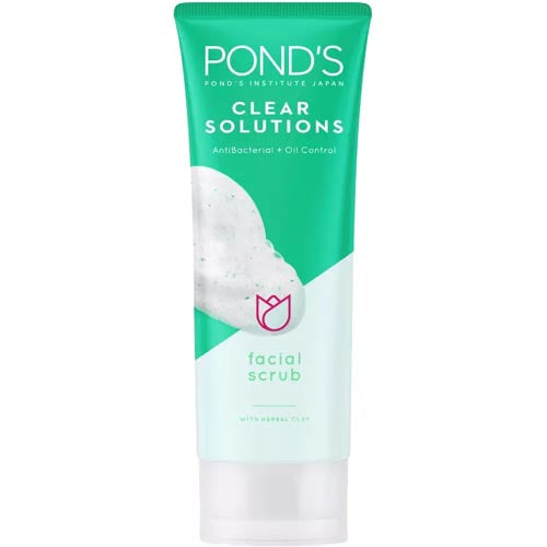 Pond's Clear Solutions Facial Scrub - 100G, Herbal Clay for Anti - Bacterial & Oil Control