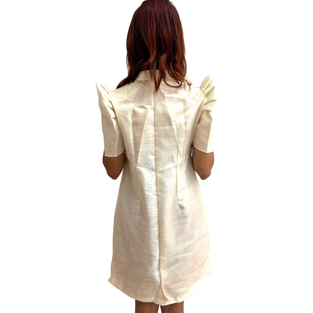 Special Double - Lined Brown Lagundi Leaves Design Baro't Saya Filipiniana Tagalog with Piping