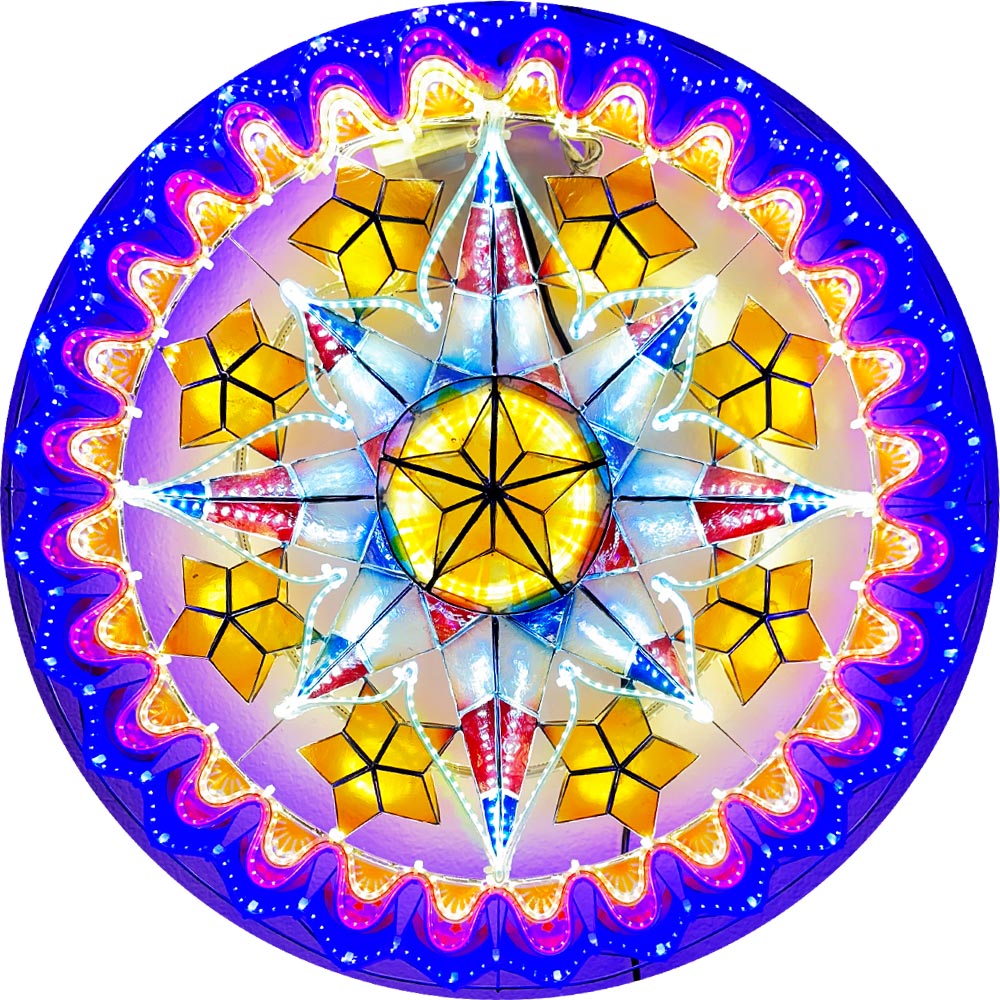 Hot Sale! Philippines Handmade Capiz Parol Lantern Star - Yellow/Red/White/Blue LED Show, 24 Inches, 2 KG, 110V