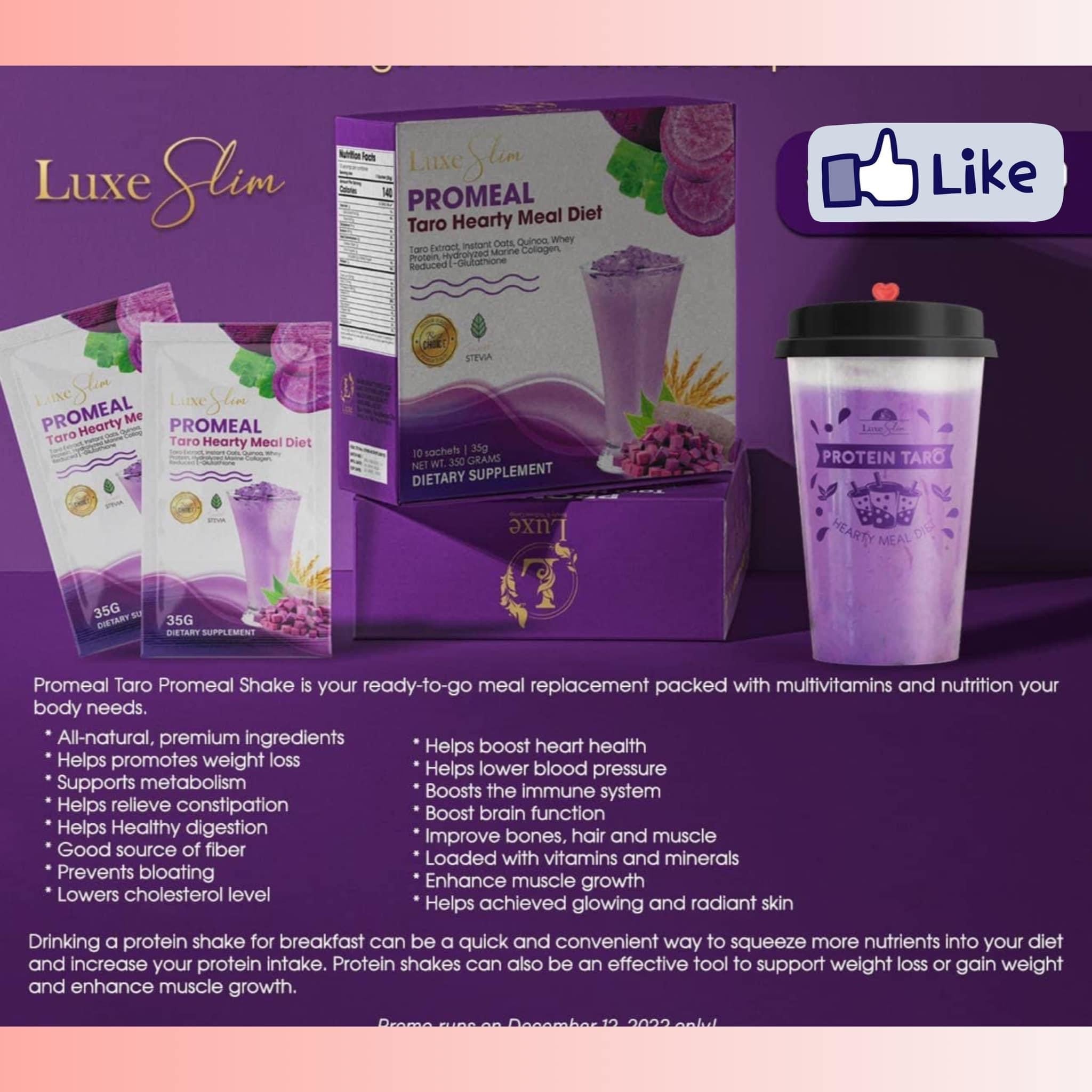 Luxe Slim PROMEAL Taro Diet Meal - 10 Pack, 35g Each