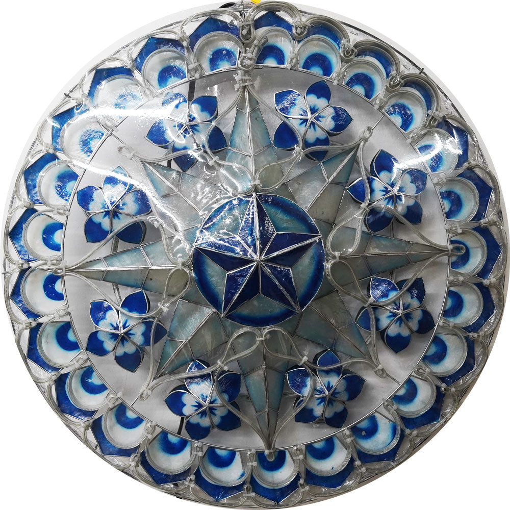 24-Inch Blue/White Filipino Handmade Capiz Parol Lantern Star (Tala) 2KG 110V (ACTALA19)