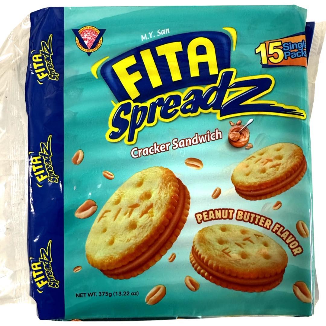 M.Y. San Fita Spreadz Peanut Butter Flavor Cracker Sandwiches - 15 Pack (375 G) - Tasty Snack Deal