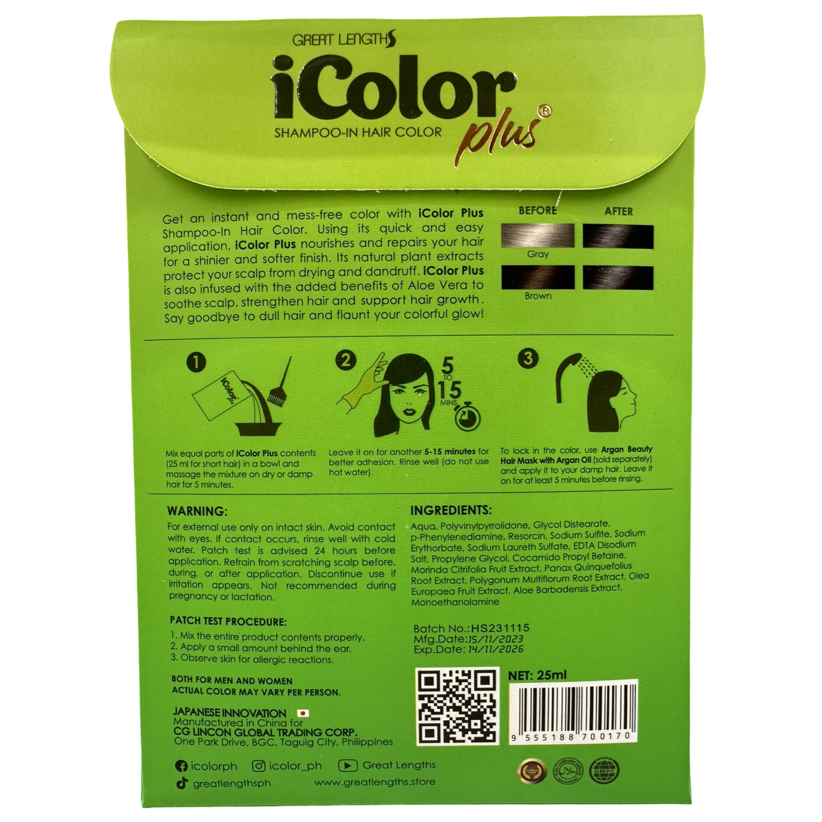 iColor Plus - 25 ML Black Shampoo-In Hair Color for Bold Look