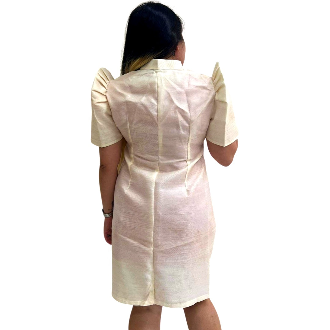 Special Double - Lined Baro't Saya Filipiniana with Brown Bayong Piping Design