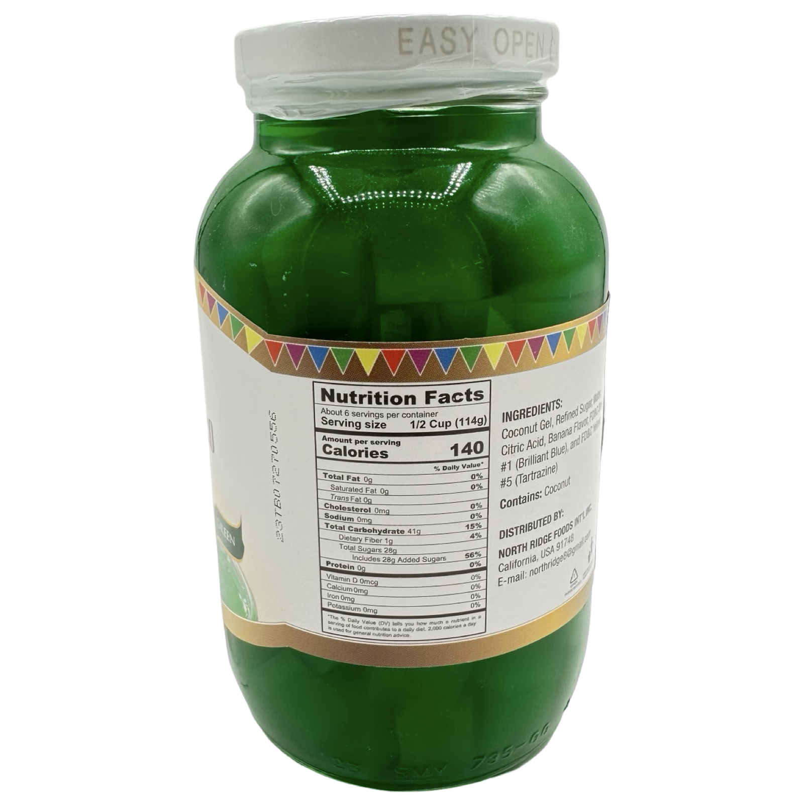 Barrio Fiesta Green Coconut Gel in Syrup - 24 OZ - Perfect Tropical Dessert Snack