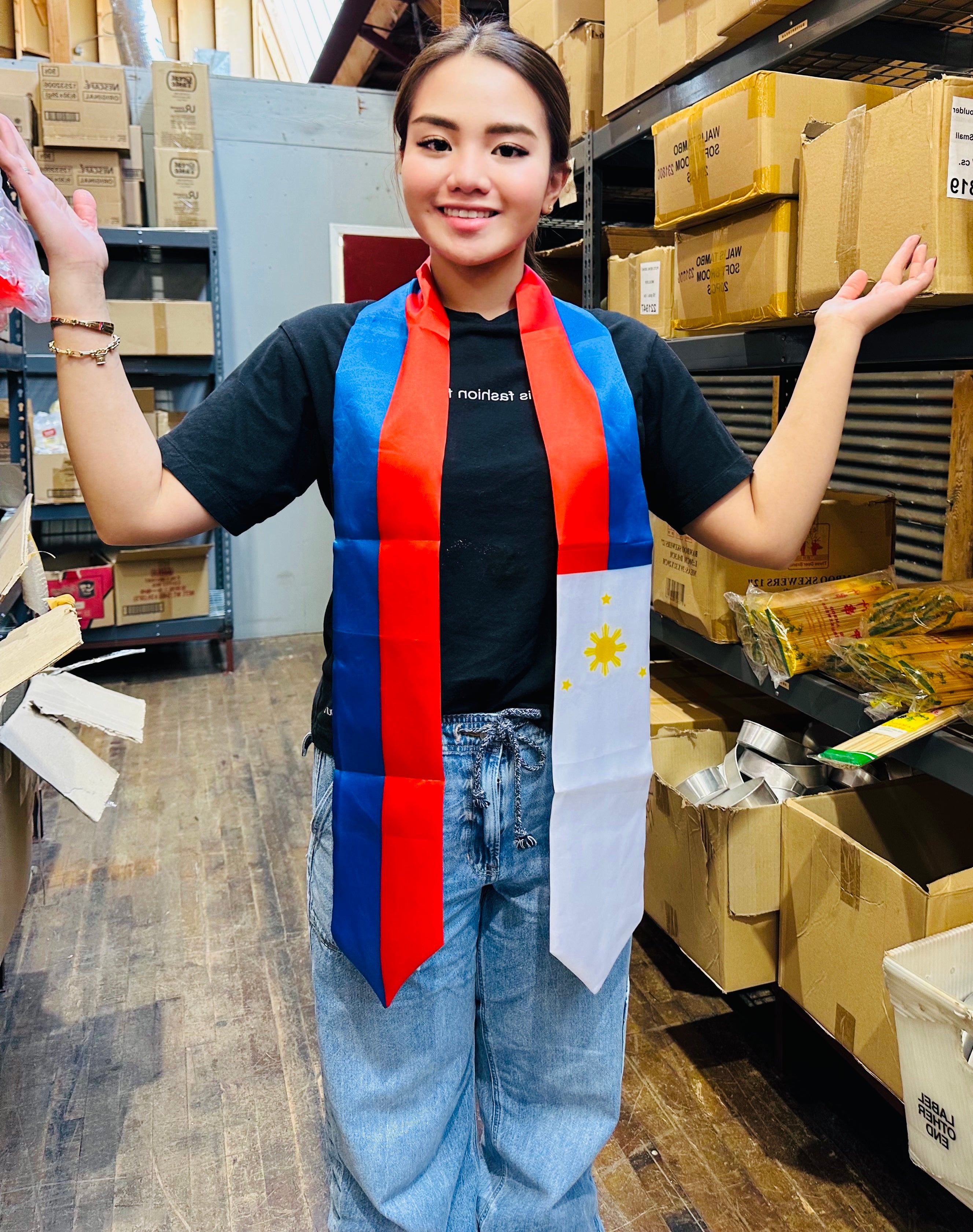 Special Offer! 100% Satin Polyester Philippine Flag Color Graduation Sashes, 13 x 180 CM