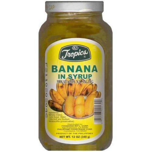 Tropics 12 OZ Jar of Delicious Banana in Syrup - Minatamis na Saging for Your Favorite Desserts