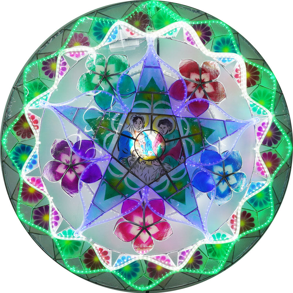 Hot! Philippines Handmade Christmas Capiz Parol Lantern Star - Green/Blue/White, 24 Inches, 2 KG, 110 V