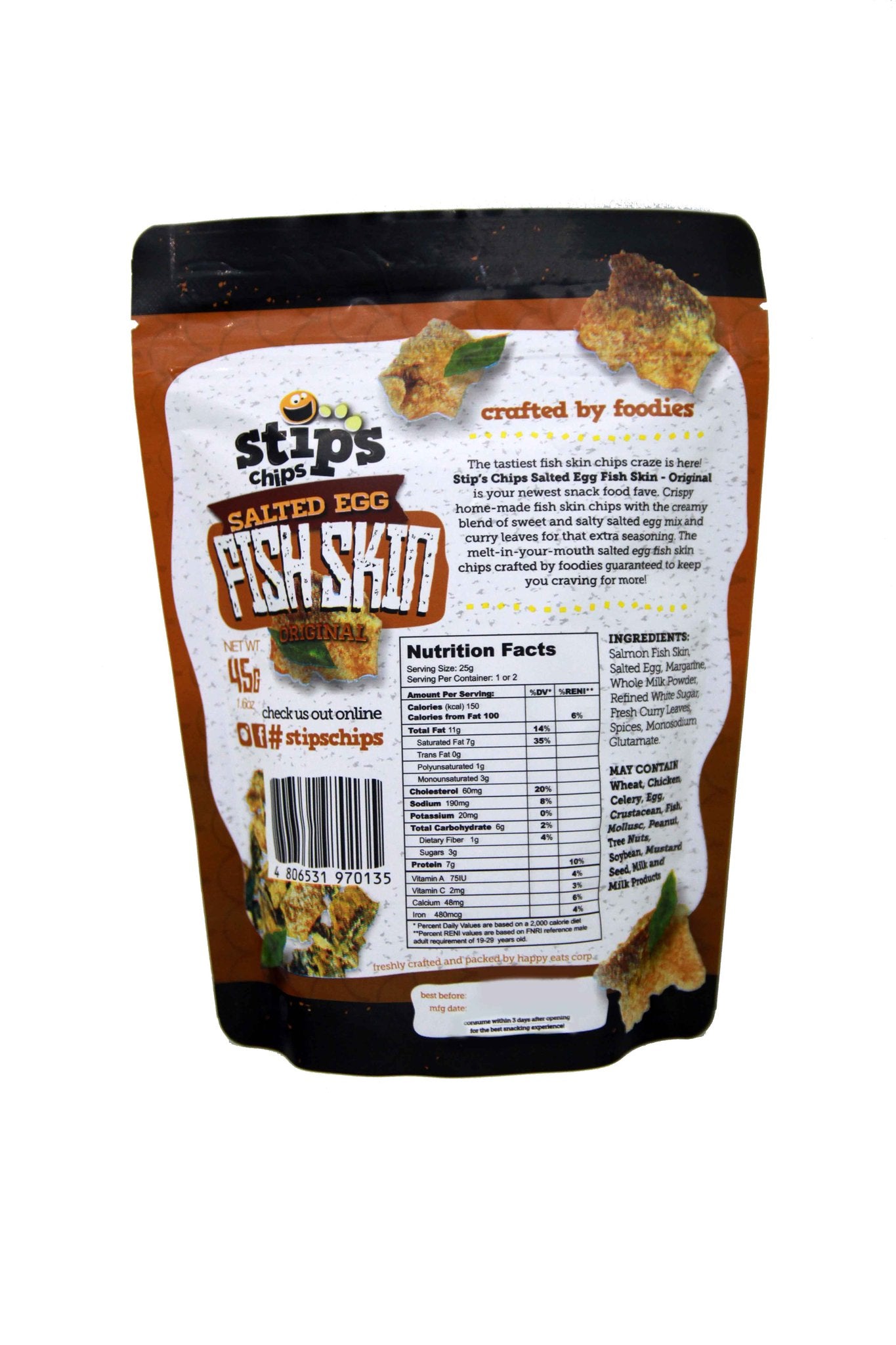 Stips Original Salted Egg - Flavored Fish Skin Chips