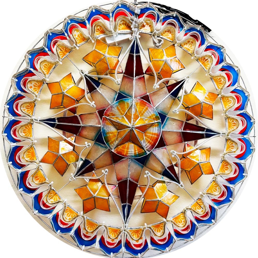 Hot Sale! Philippines Handmade Capiz Parol Lantern Star - Yellow/Red/White/Blue LED Show, 24 Inches, 2 KG, 110V