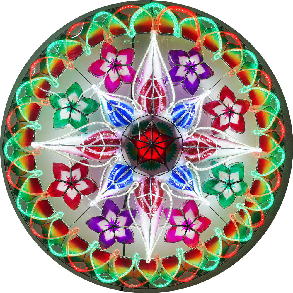 Hot Sale! Philippines Handmade Christmas Capiz Parol Star Lantern with Red/Green/White LED Show, 30 Inches, 4 KG, 110 V