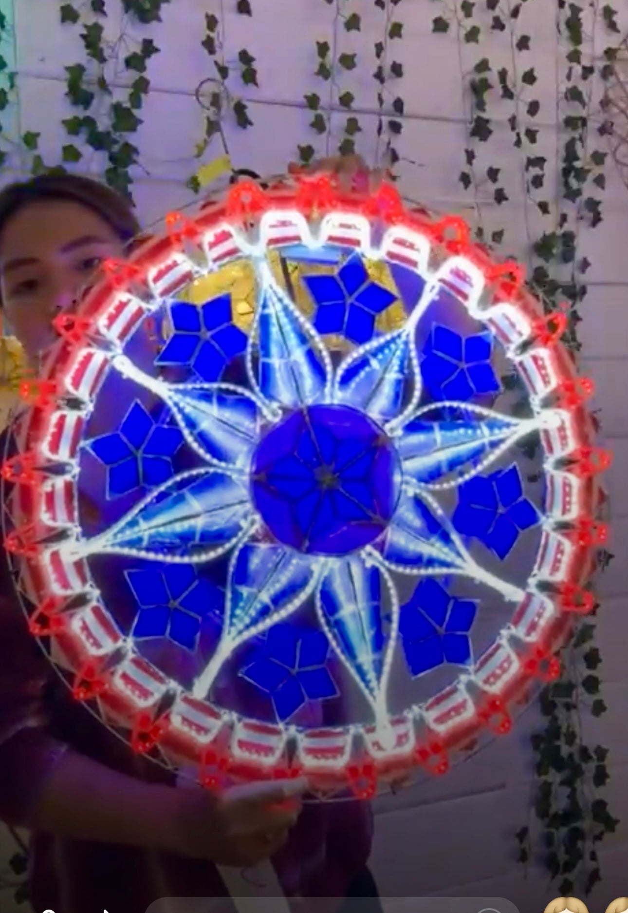Hot! Philippines Handmade Christmas Capiz Parol Star Lantern - Red/White/Blue LED Show, 24 Inches, 2 KG, 110V