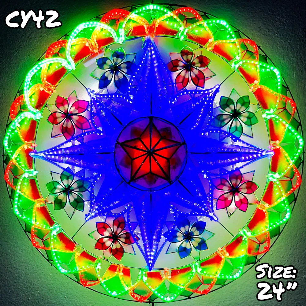 Hot! Philippines Handmade Capiz Parol Lantern Star with RGBW LED Show - 24 Inches, 2 KG, 110V